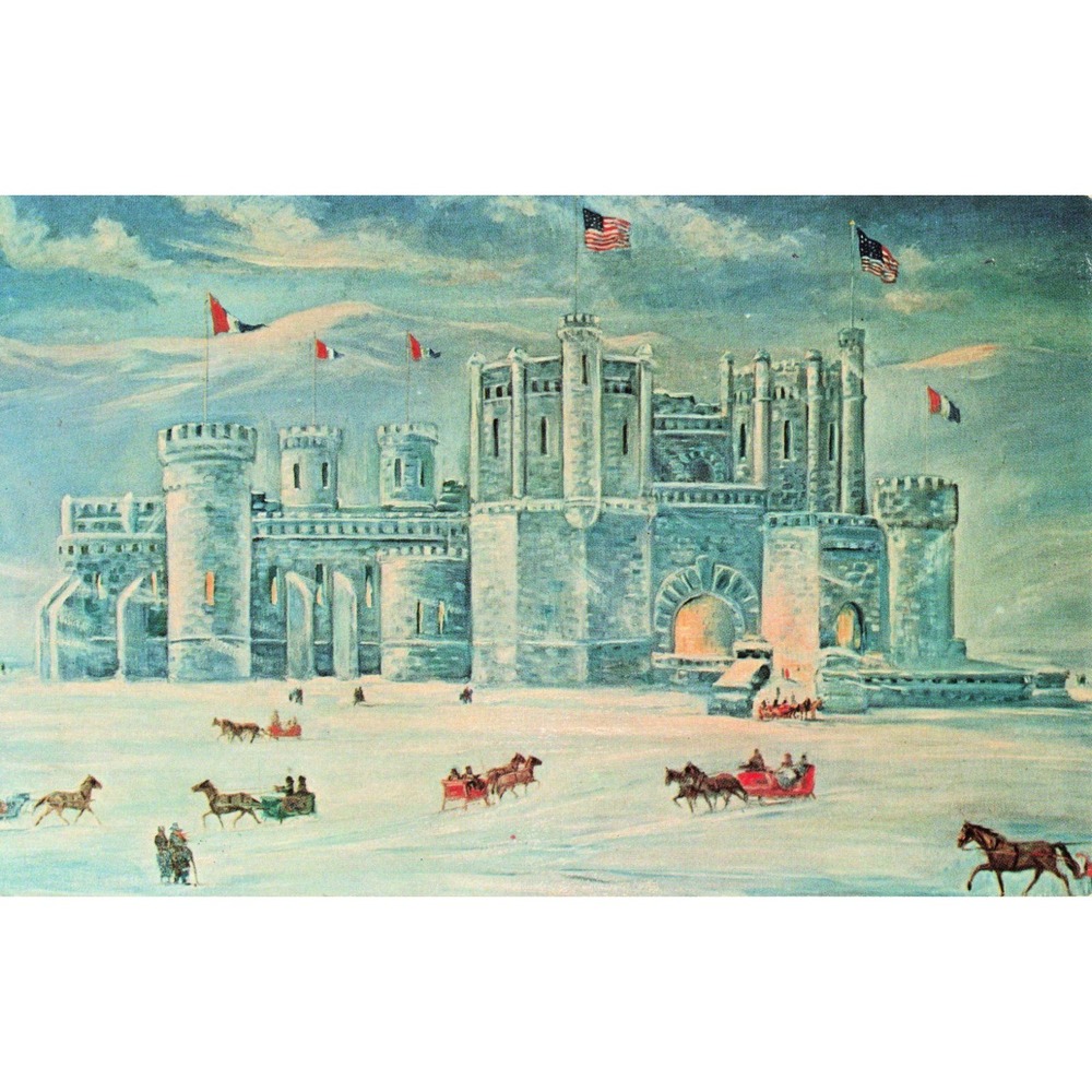 Vintage Leadville Ice Palace Colorado Postcard Herndon Davis Painting VG